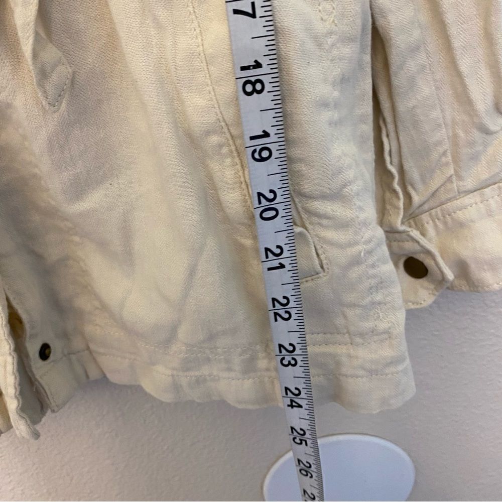 Old Navy Howlite Linen Blend Safari Utility Jacket Cream Beige Small - Picture 8 of 12